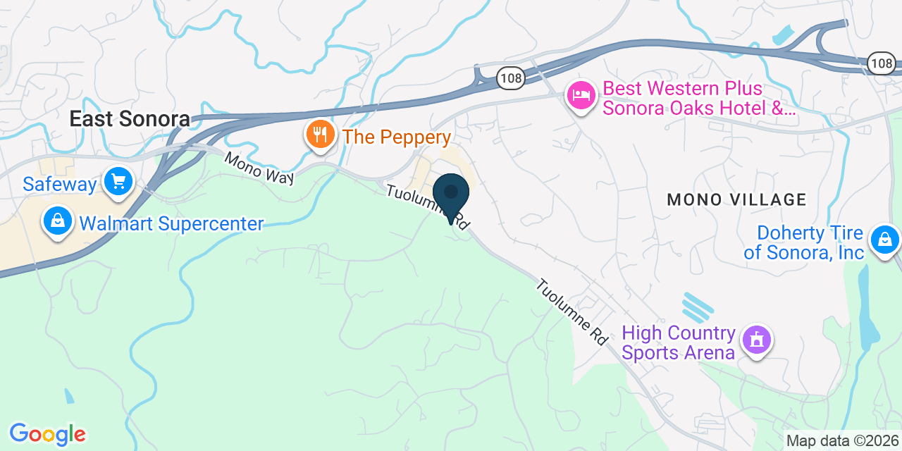 Map showing Sonora, Tuolumne County, CA