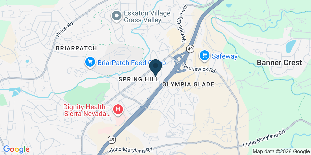 Map showing Grass Valley, Nevada County, CA