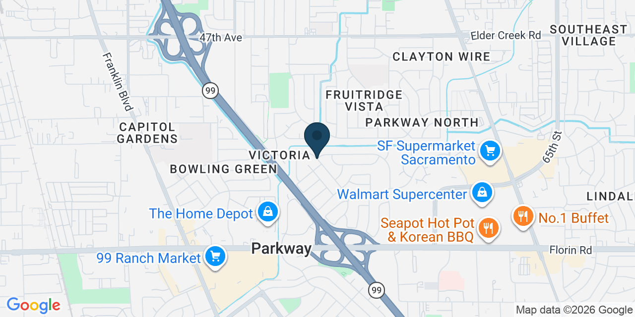Map showing Parkway, Sacramento County, CA