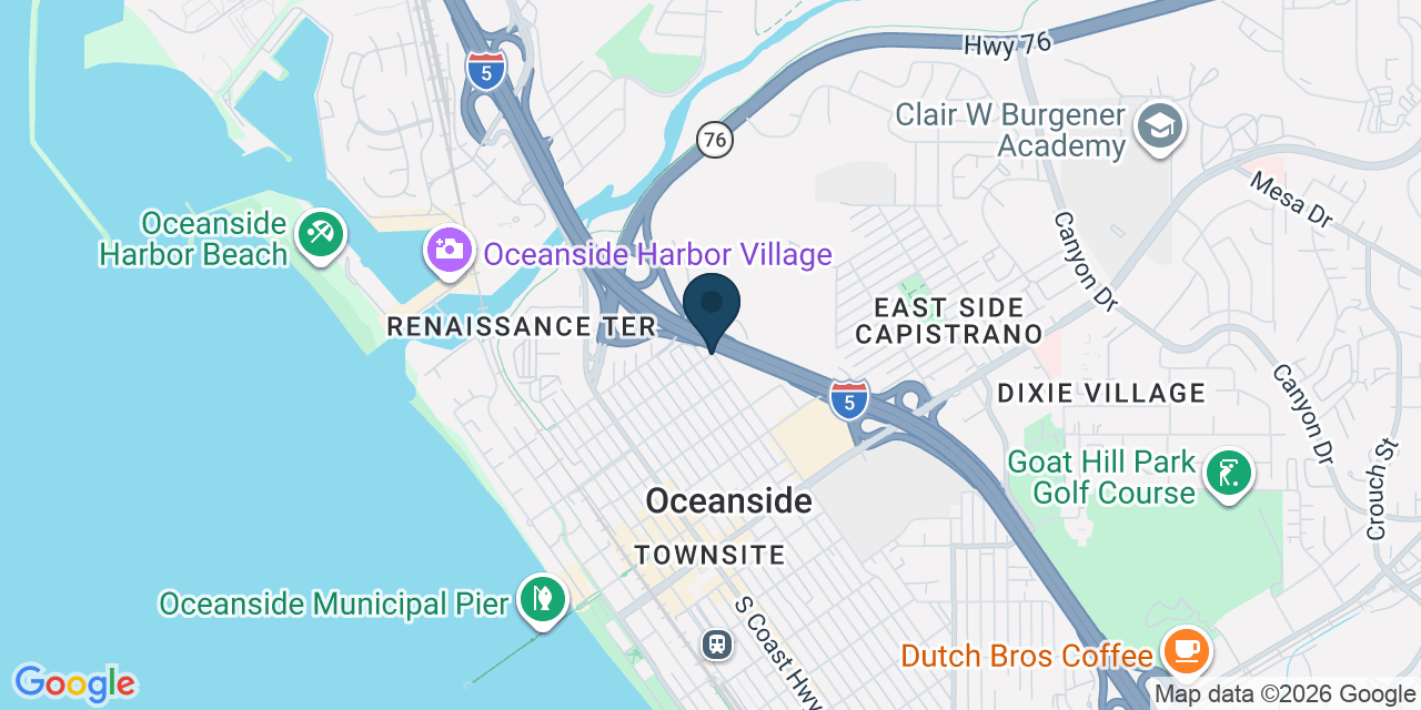Map showing Oceanside, San Diego County, CA