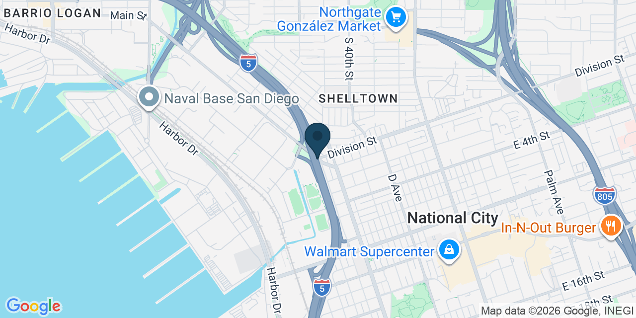 Map showing National City, San Diego County, CA