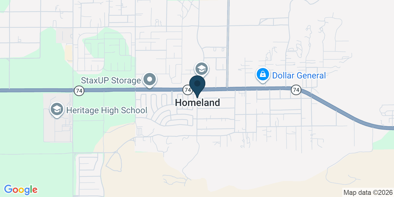 Map showing Homeland, Riverside County, CA