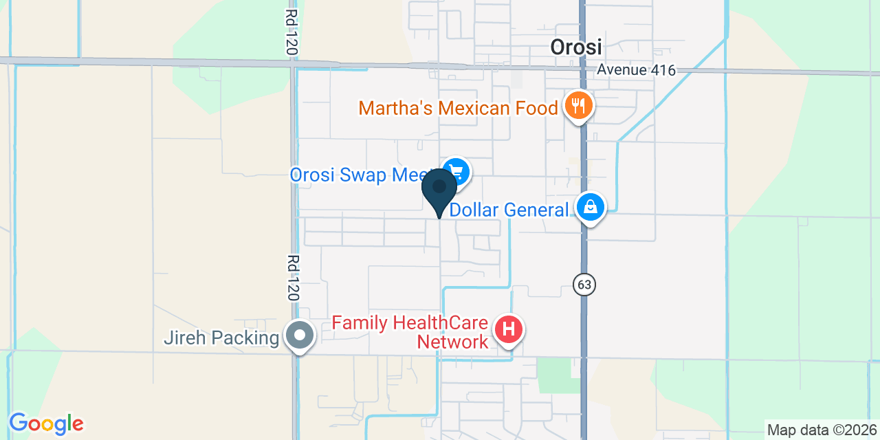 Map showing Orosi, Tulare County, CA