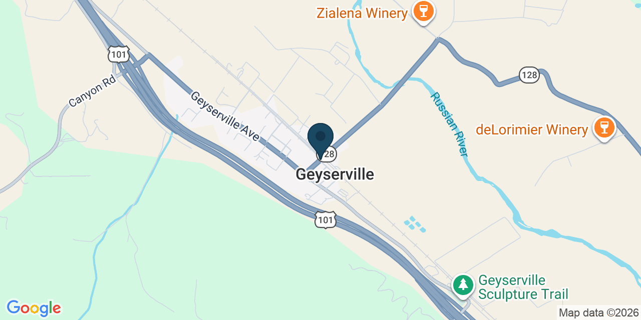 Map showing Geyserville, Sonoma County, CA