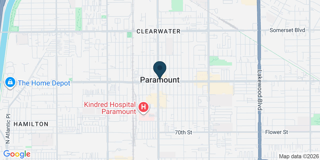 Map showing Paramount, Los Angeles County, CA