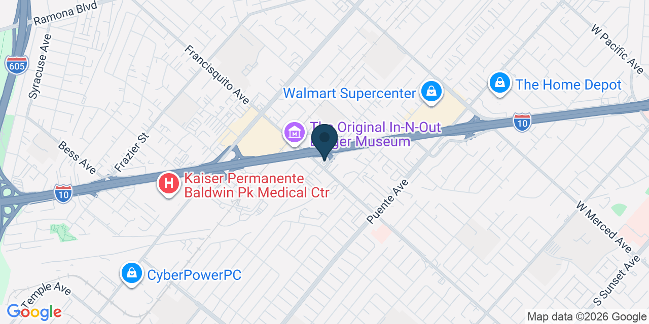 Map showing Baldwin Park, Los Angeles County, CA
