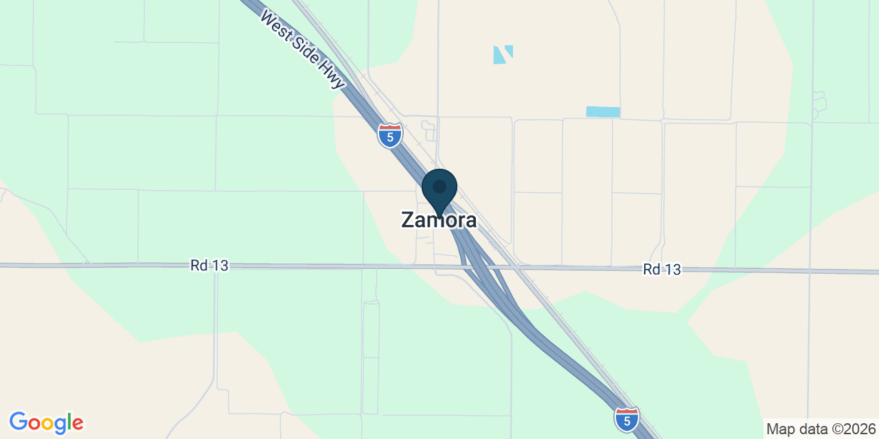 Map showing Zamora, Yolo County, CA