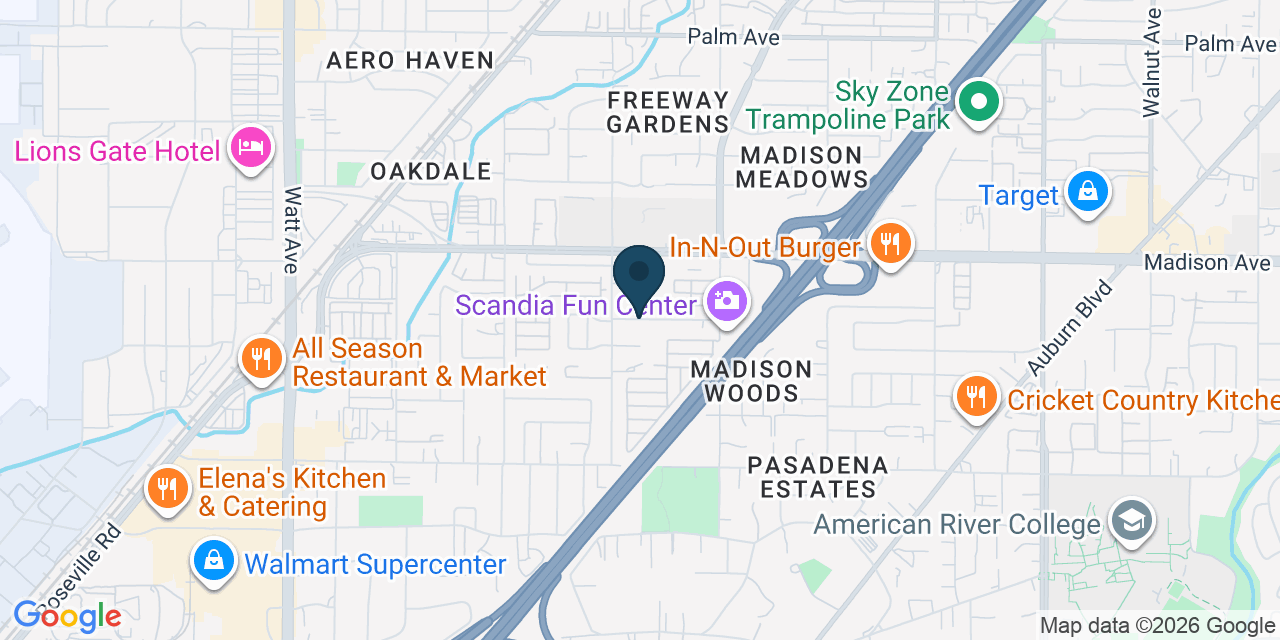Map showing North Highlands, Sacramento County, CA