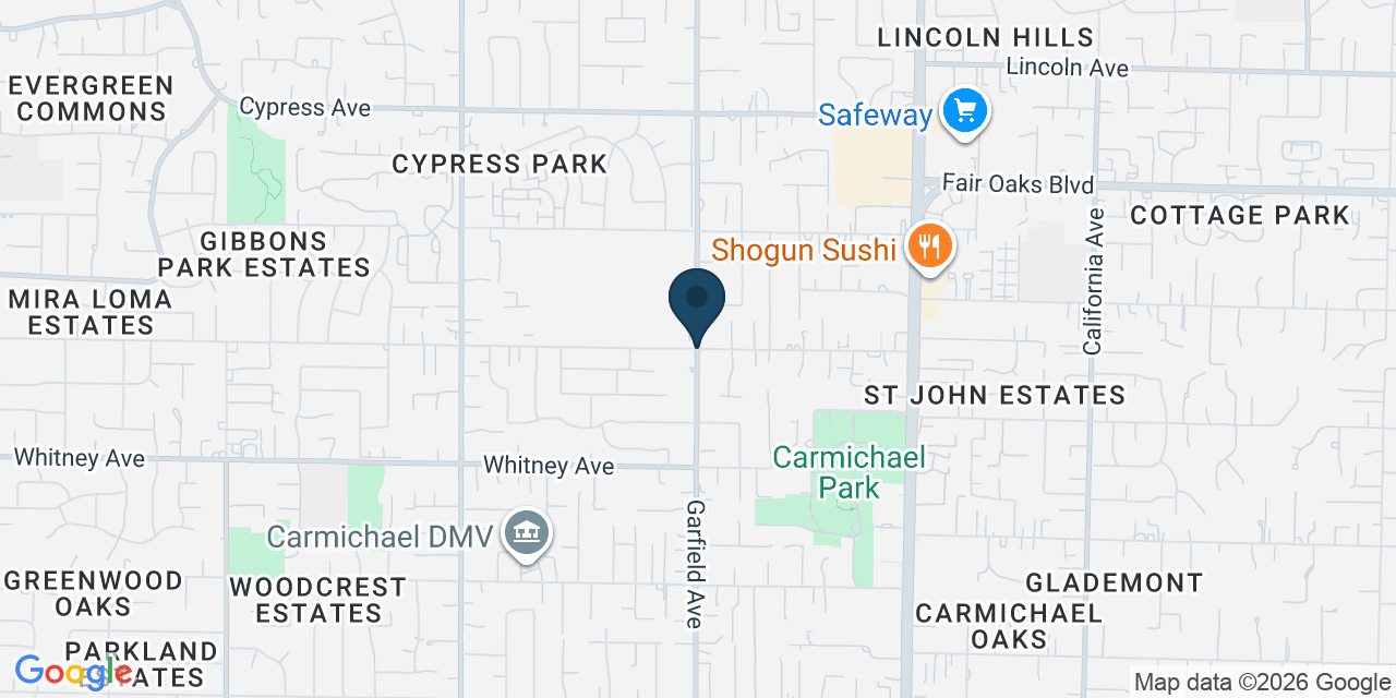 Map showing Carmichael, Sacramento County, CA