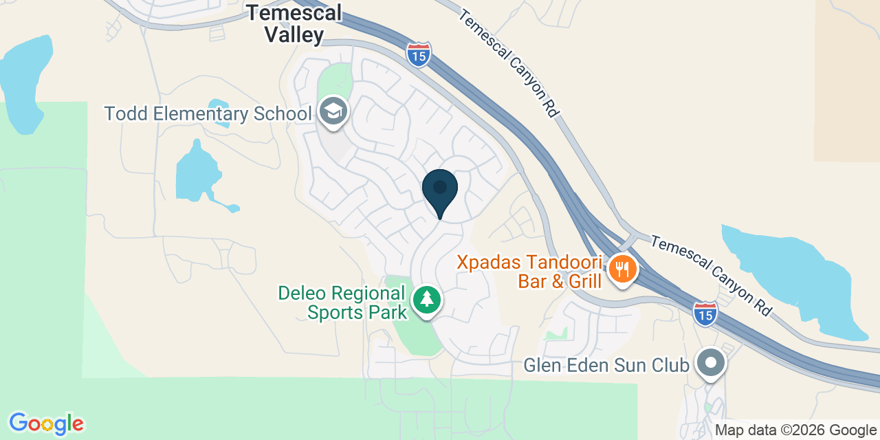 Map showing Temescal Valley, Riverside County, CA