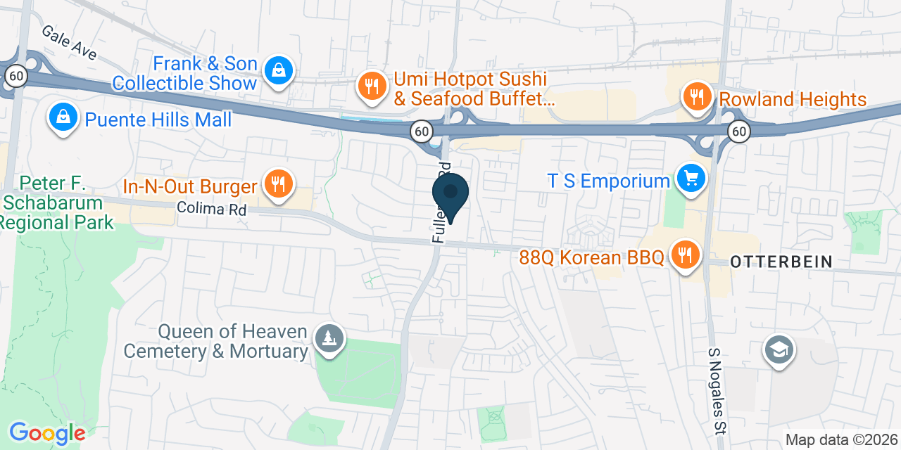 Map showing Rowland Heights, Los Angeles County, CA