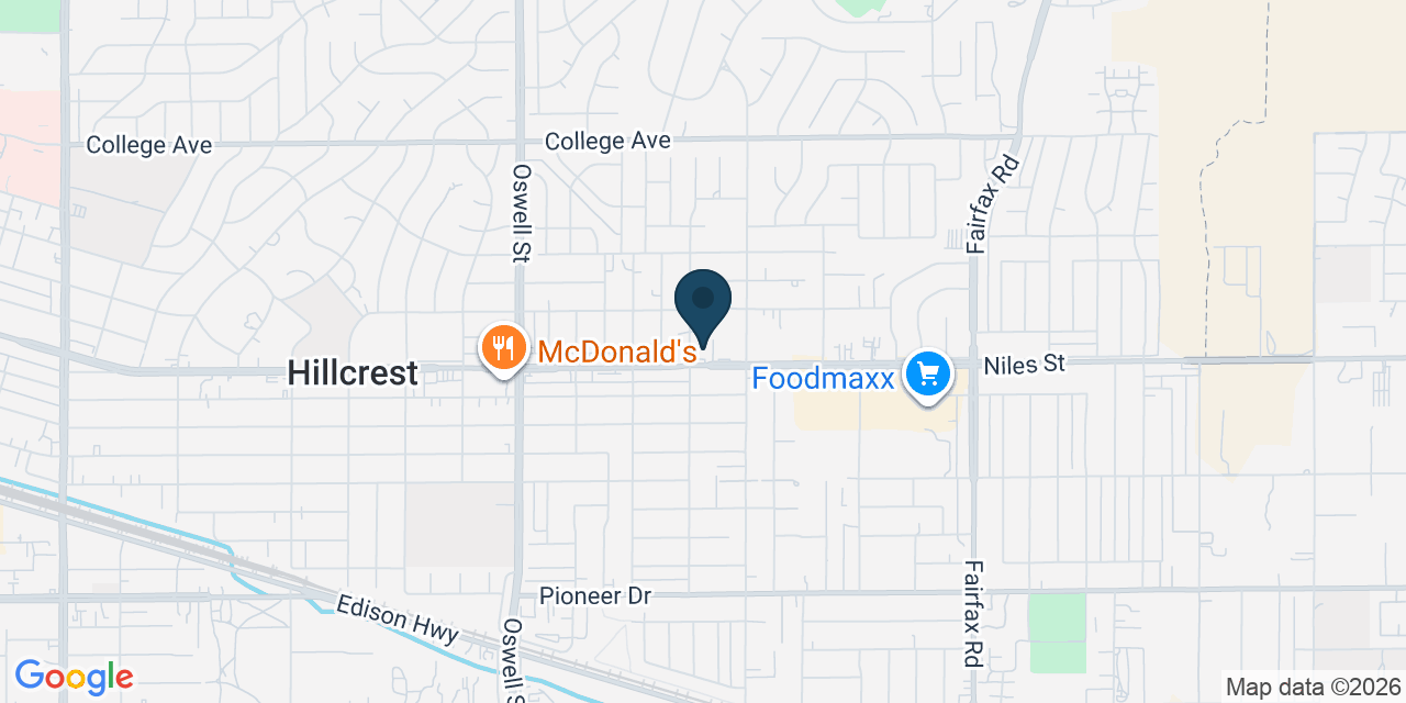 Map showing Bakersfield, Kern County, CA