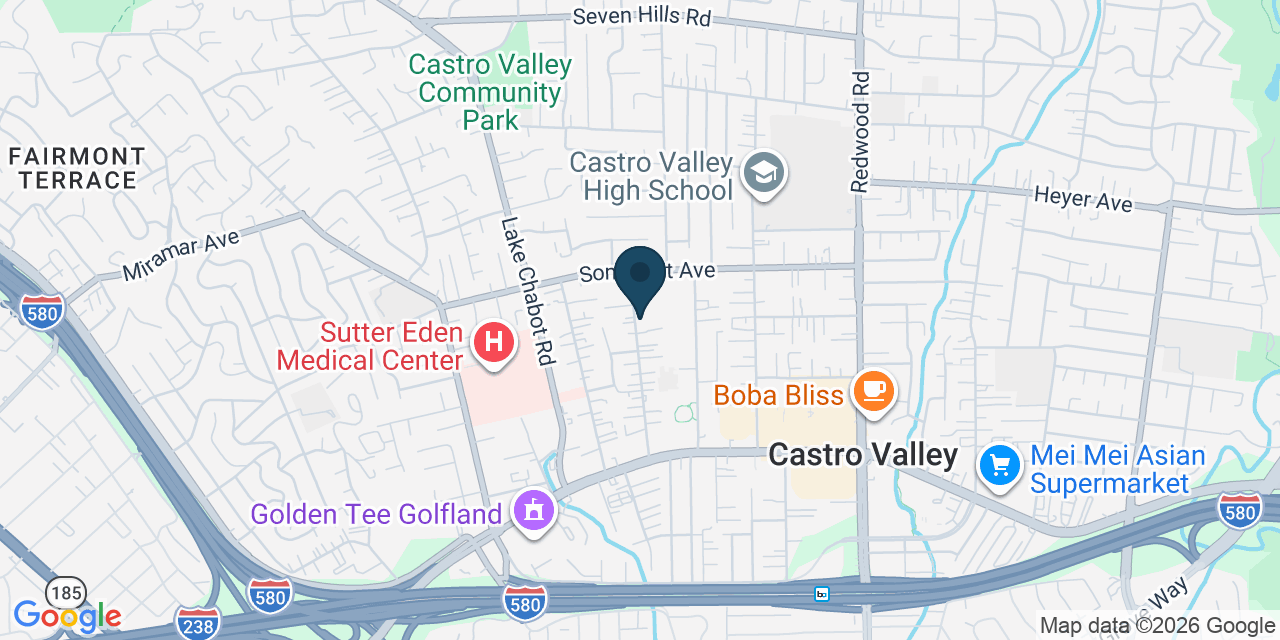Map showing Castro Valley, Alameda County, CA