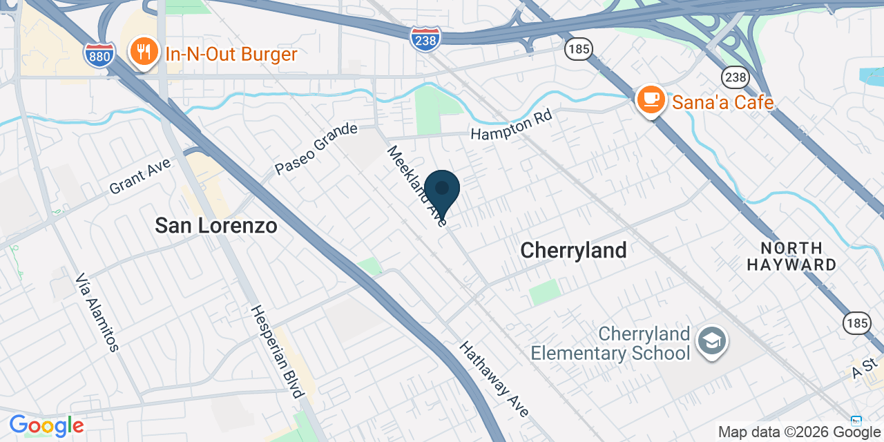 Map showing Cherryland, Alameda County, CA