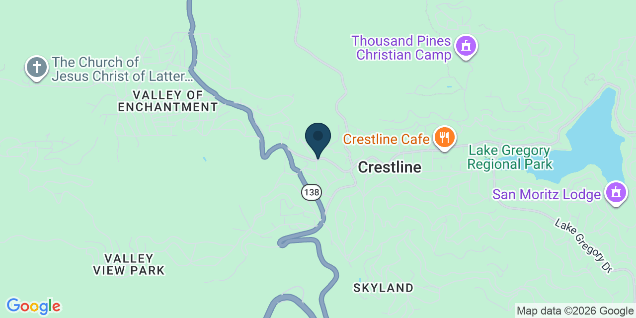Map showing Crestline, San Bernardino County, CA