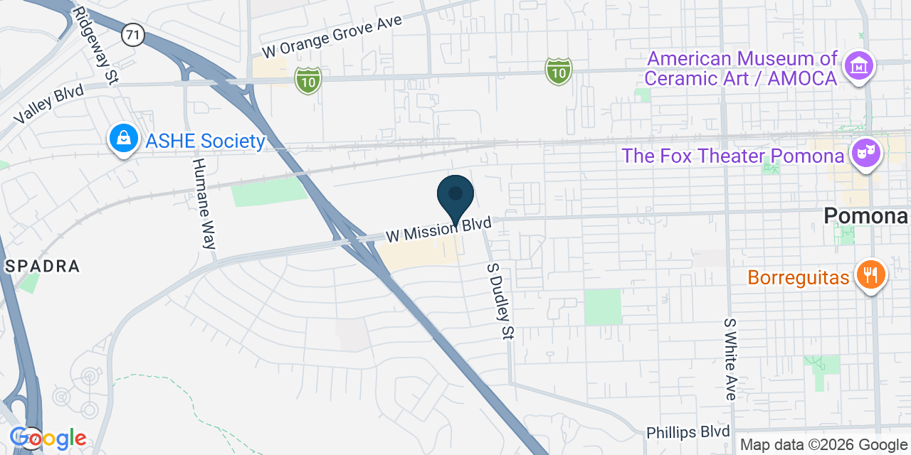 Map showing Pomona, Los Angeles County, CA