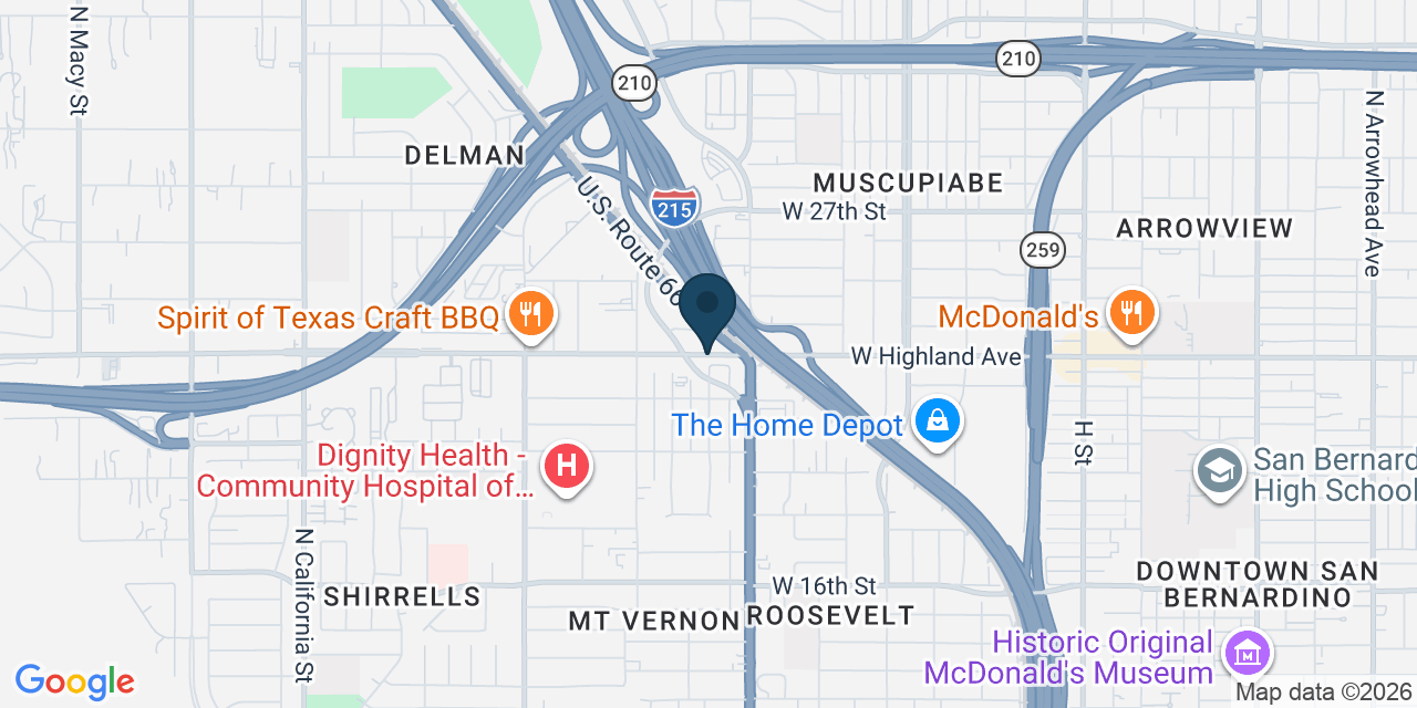 Map showing San Bernardino County, CA