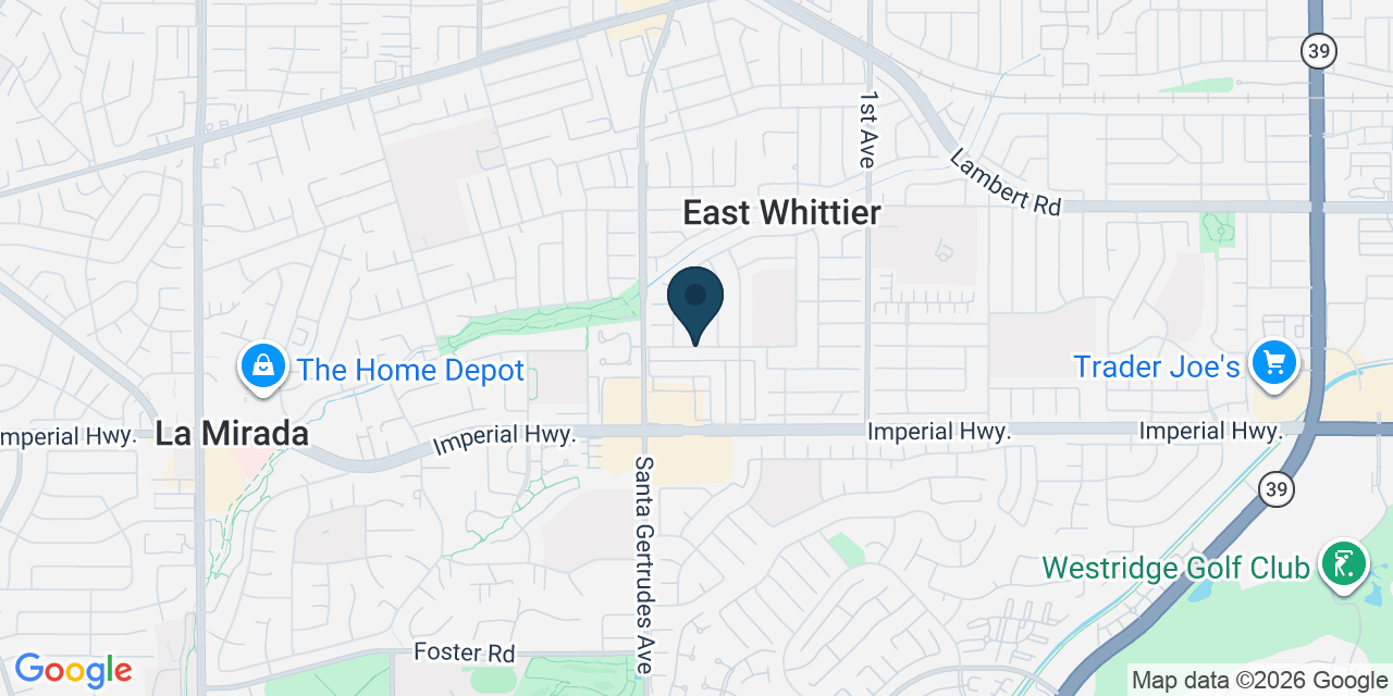 Map showing East Whittier, Los Angeles County, CA