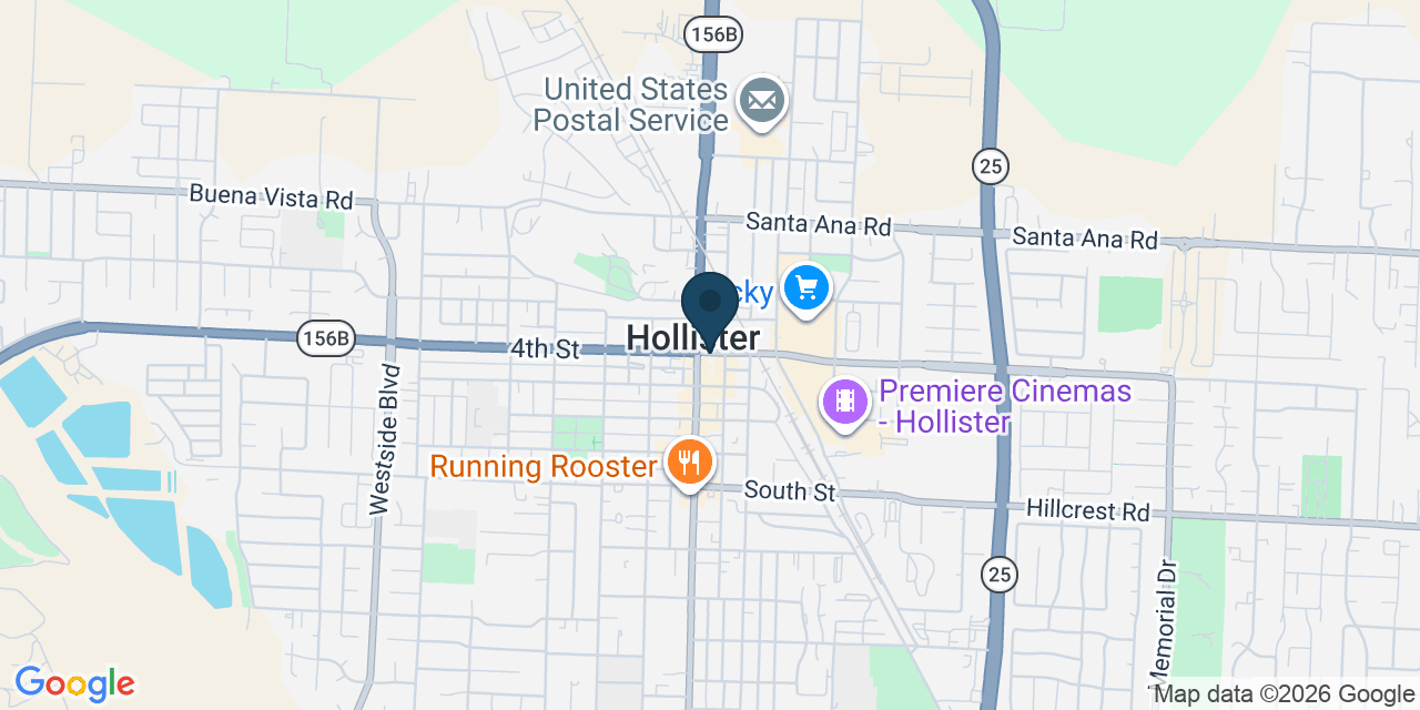 Map showing Hollister, San Benito County, CA