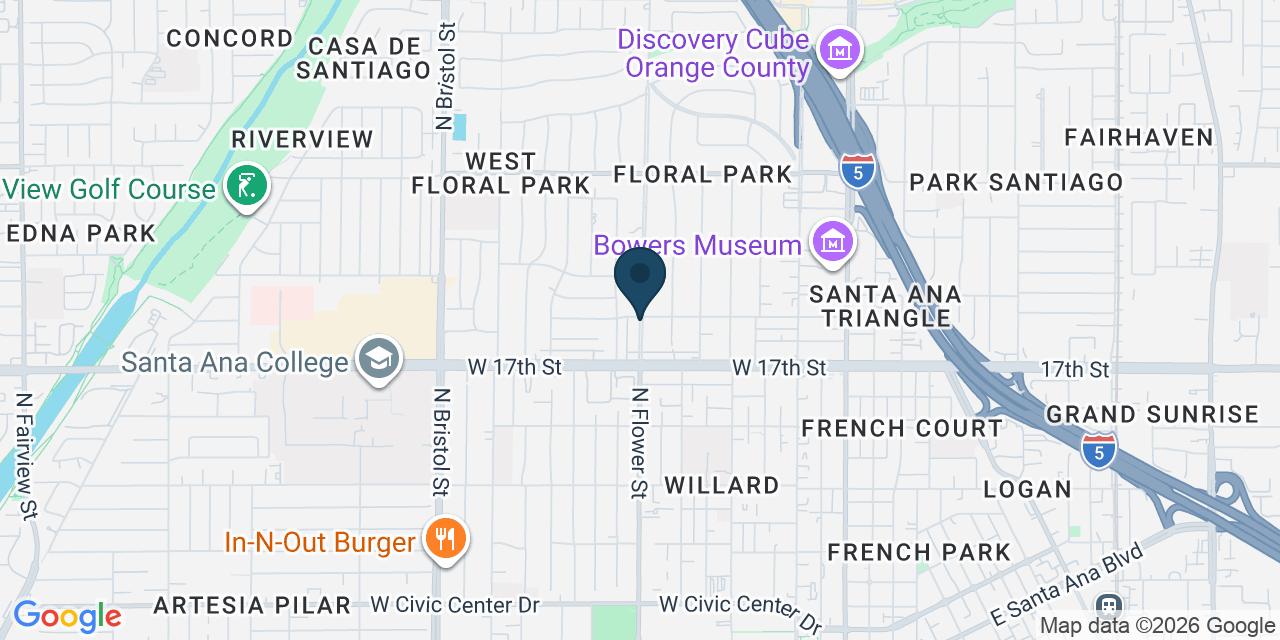 Map showing Santa Ana, Orange County, CA