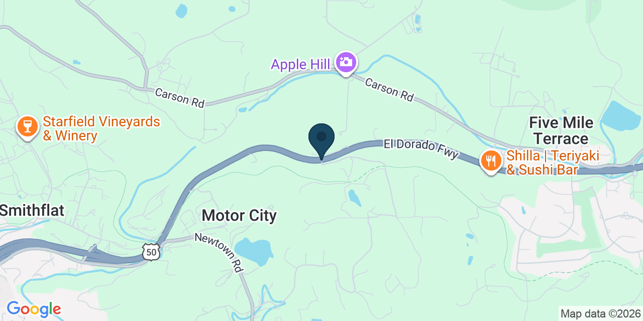 Map showing El Dorado County, CA