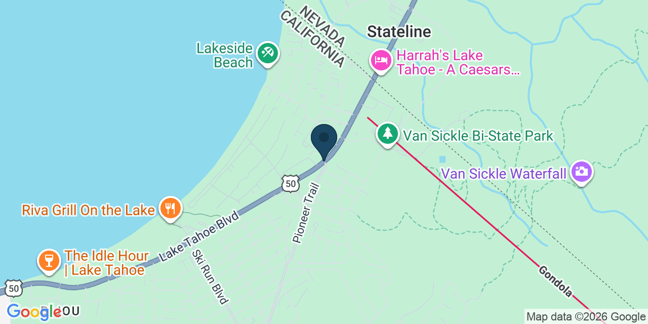 Map showing South Lake Tahoe, El Dorado County, CA