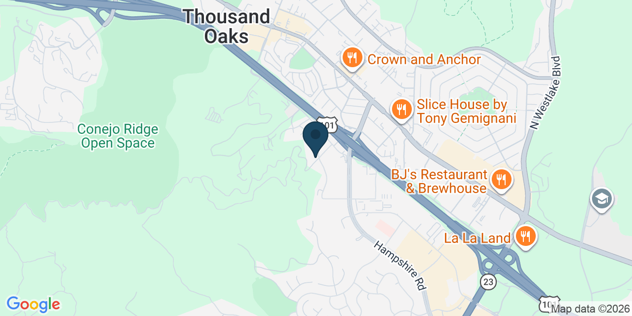 Map showing Thousand Oaks, Ventura County, CA