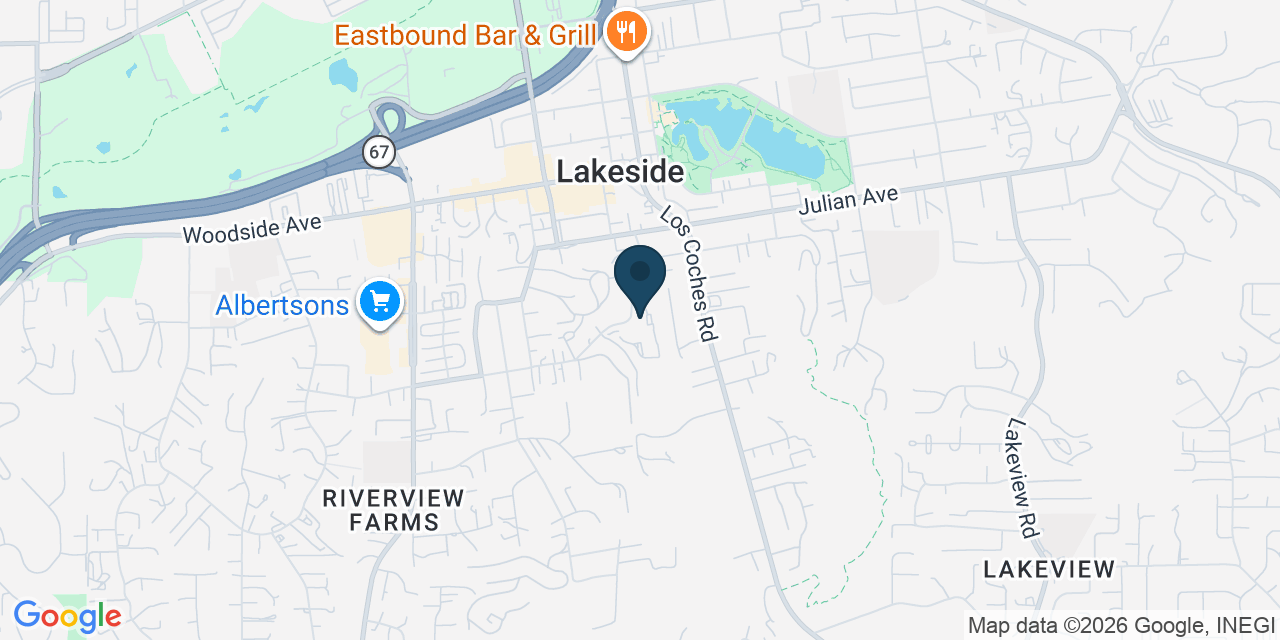 Map showing Lakeside, San Diego County, CA