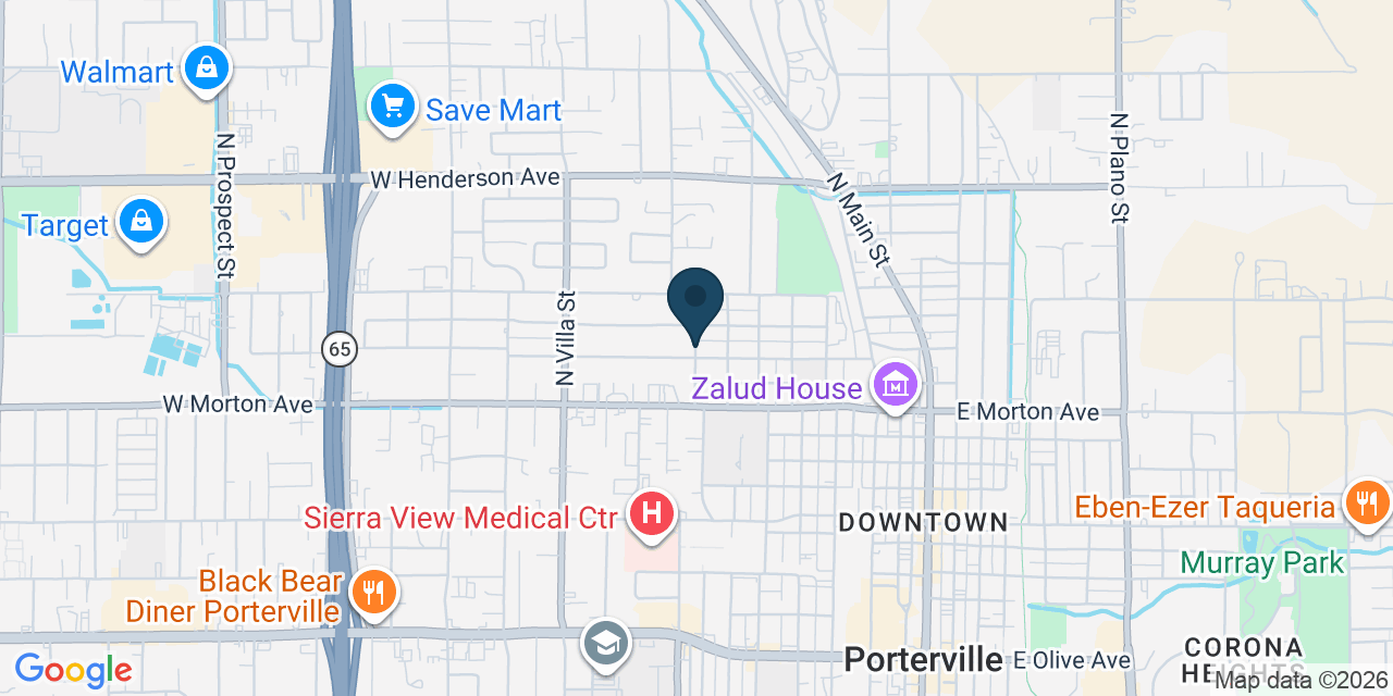Map showing Porterville, Tulare County, CA