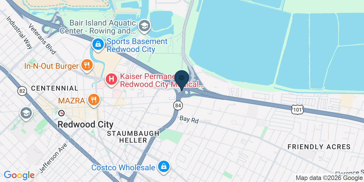 Map showing Redwood City, San Mateo County, CA