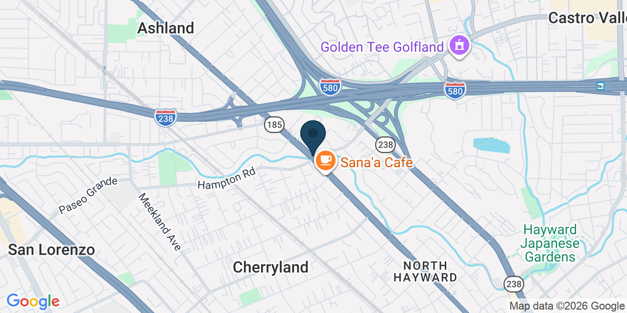 Map showing Cherryland, Alameda County, CA