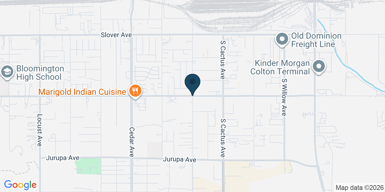 Map showing Bloomington, San Bernardino County, CA