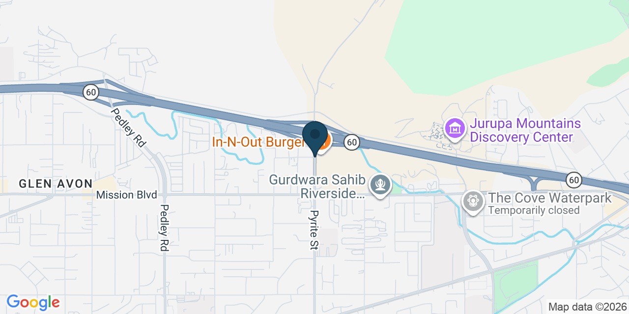Map showing Jurupa Valley, Riverside County, CA