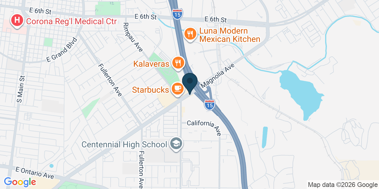 Map showing Corona, Riverside County, CA