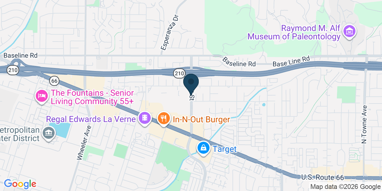 Map showing La Verne, Los Angeles County, CA