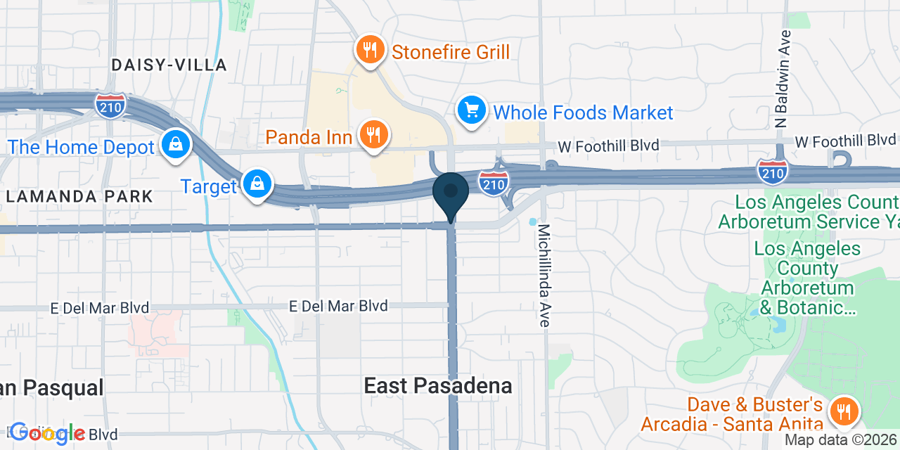 Map showing East Pasadena, Los Angeles County, CA