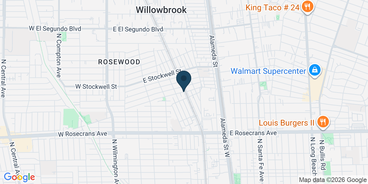 Map showing Willowbrook, Los Angeles County, CA