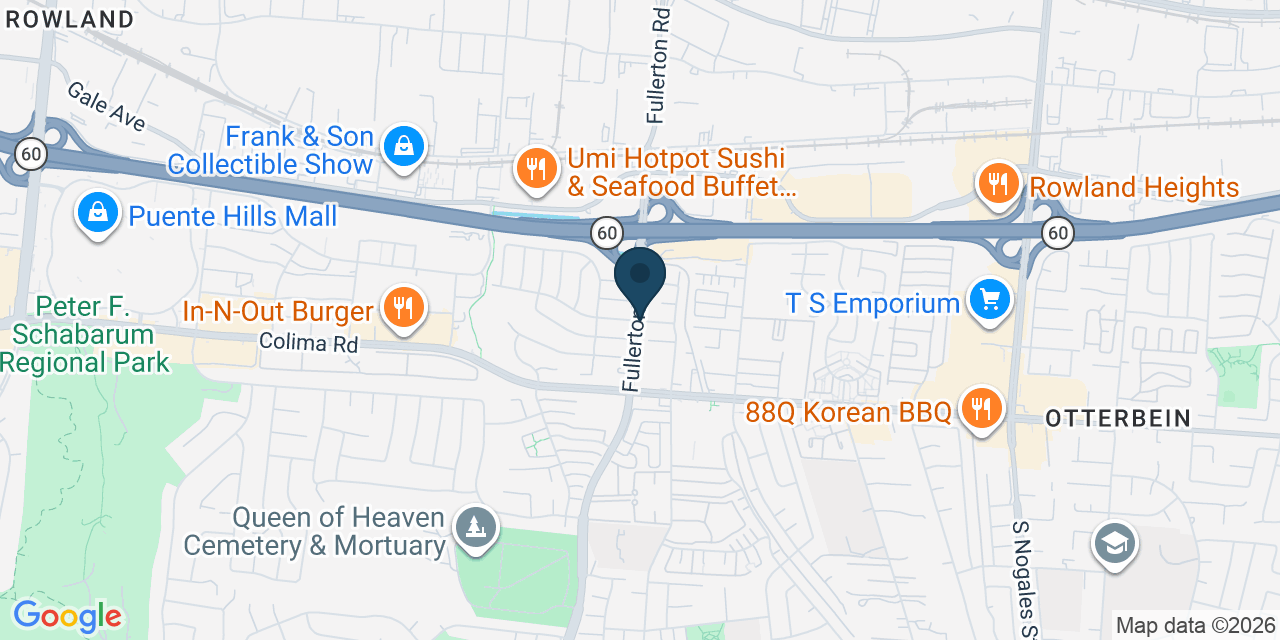Map showing Rowland Heights, Los Angeles County, CA