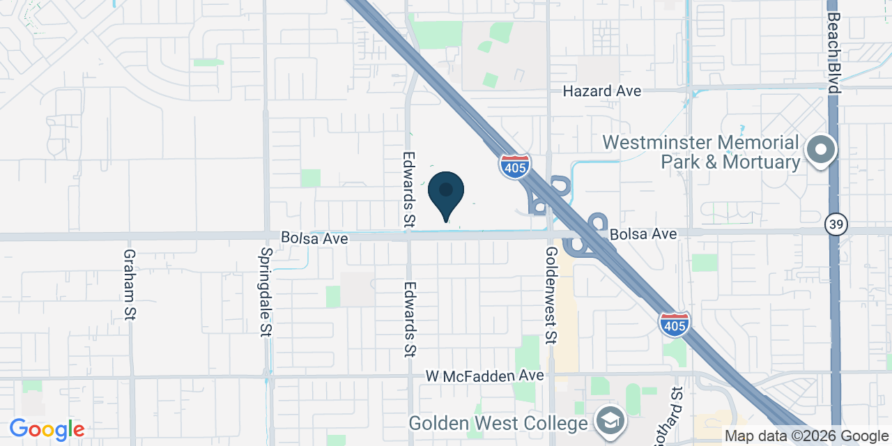 Map showing Westminster, Orange County, CA