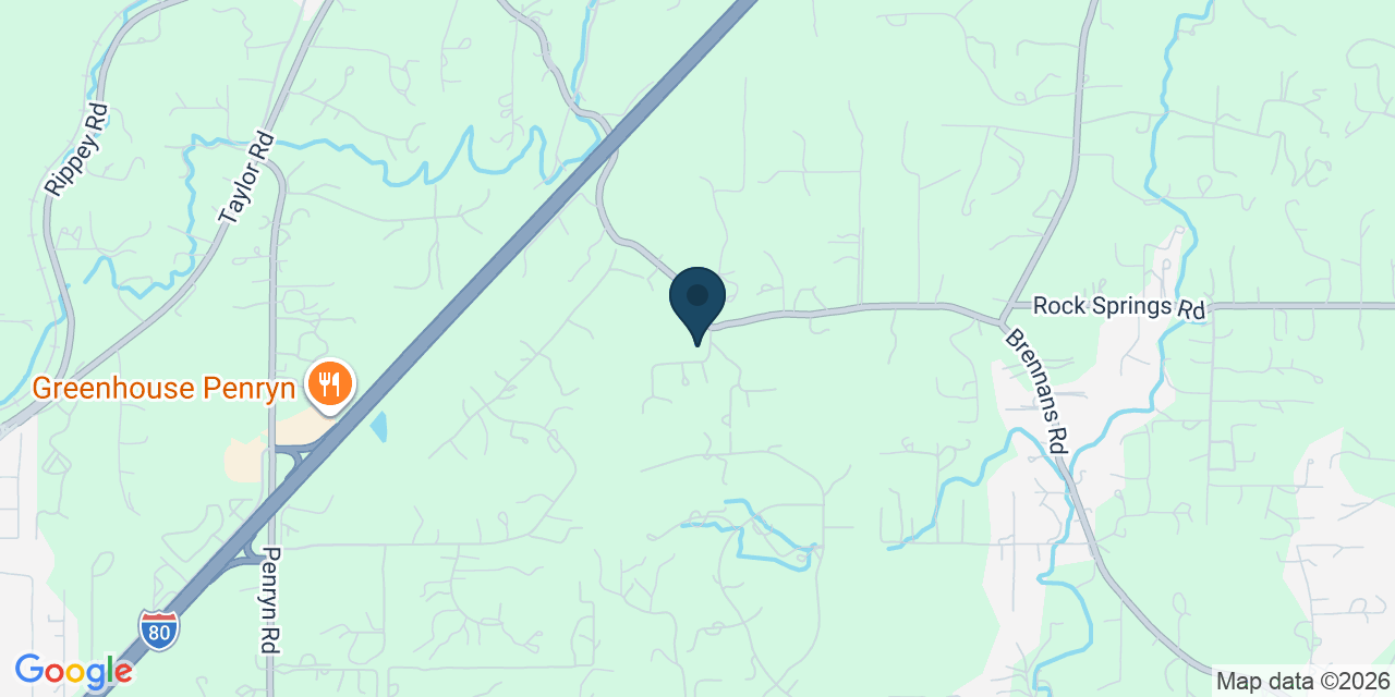 Map showing Penryn, Placer County, CA