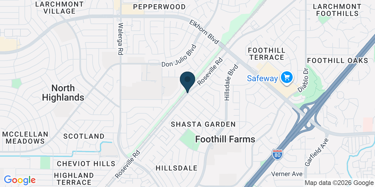 Map showing Foothill Farms, Sacramento County, CA