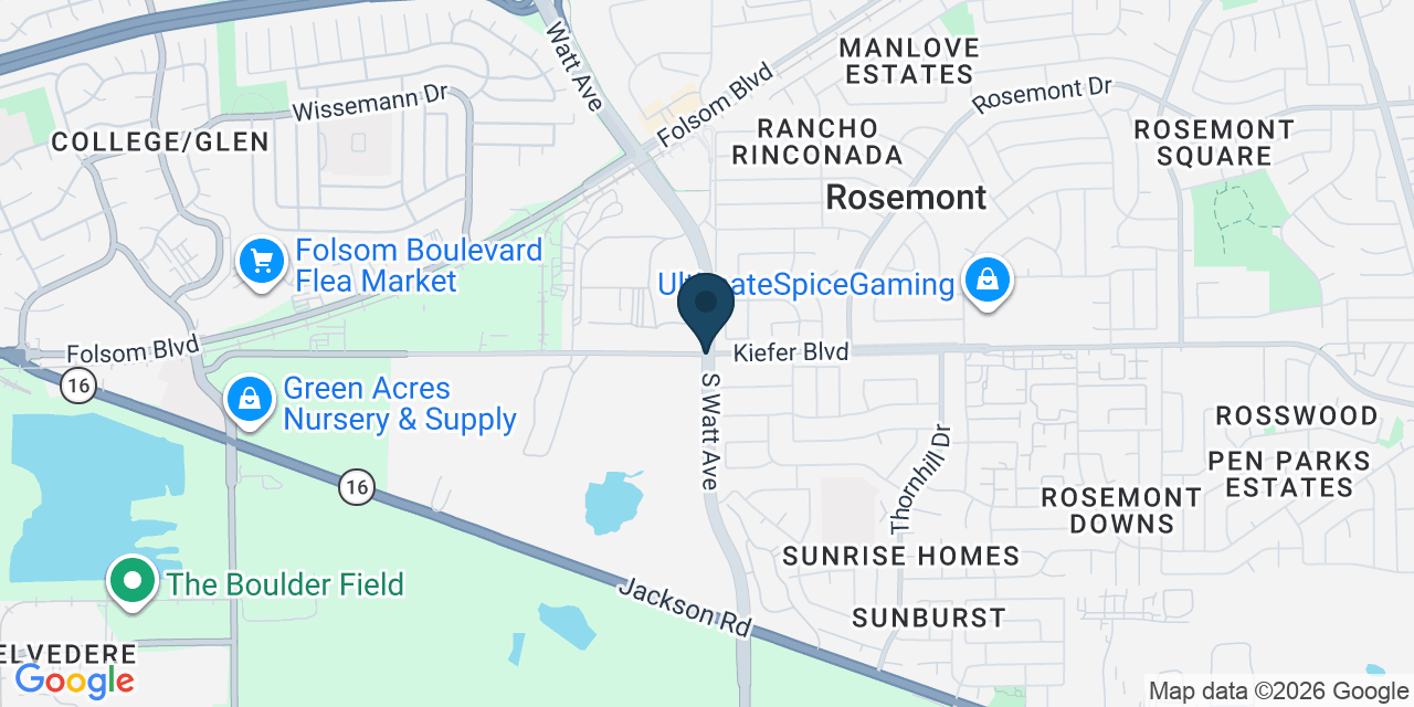 Map showing Rosemont, Sacramento County, CA