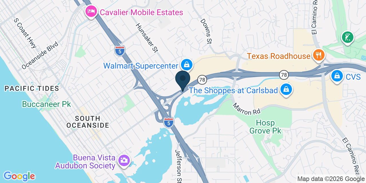 Map showing Oceanside, San Diego County, CA