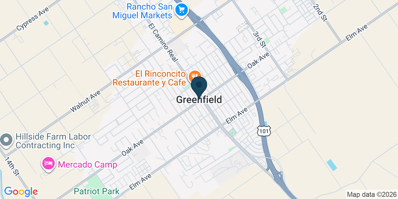 Map showing Greenfield, Monterey County, CA