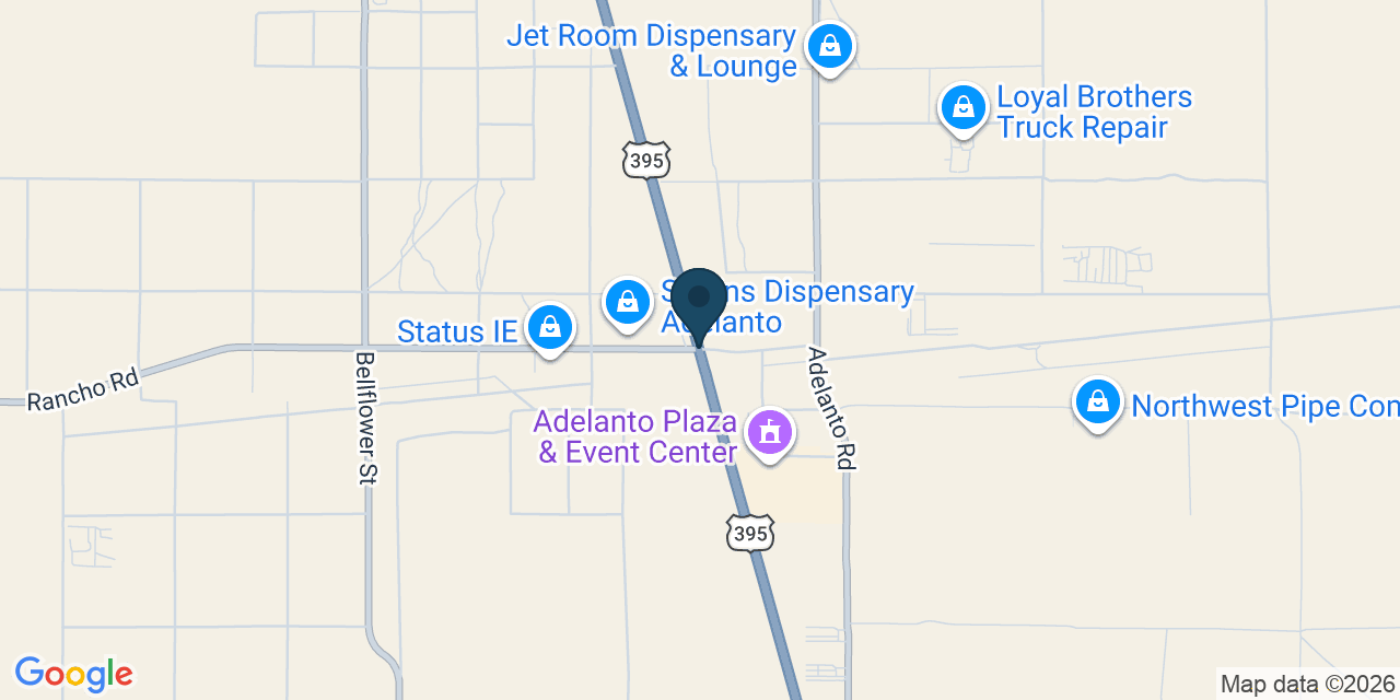 Map showing Adelanto, San Bernardino County, CA