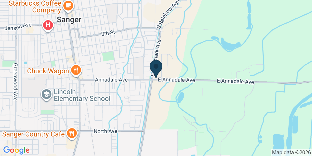 Map showing Sanger, Fresno County, CA