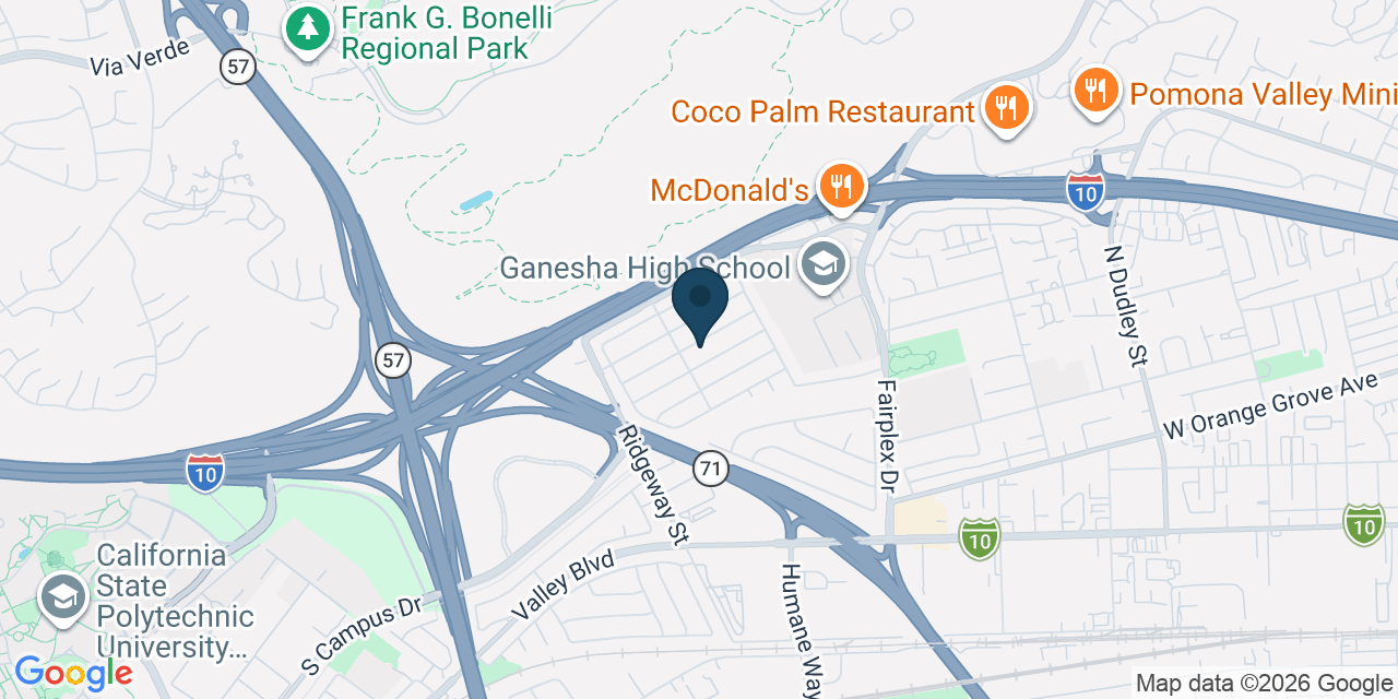 Map showing Pomona, Los Angeles County, CA