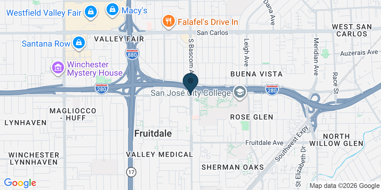 Map showing Fruitdale, Santa Clara County, CA
