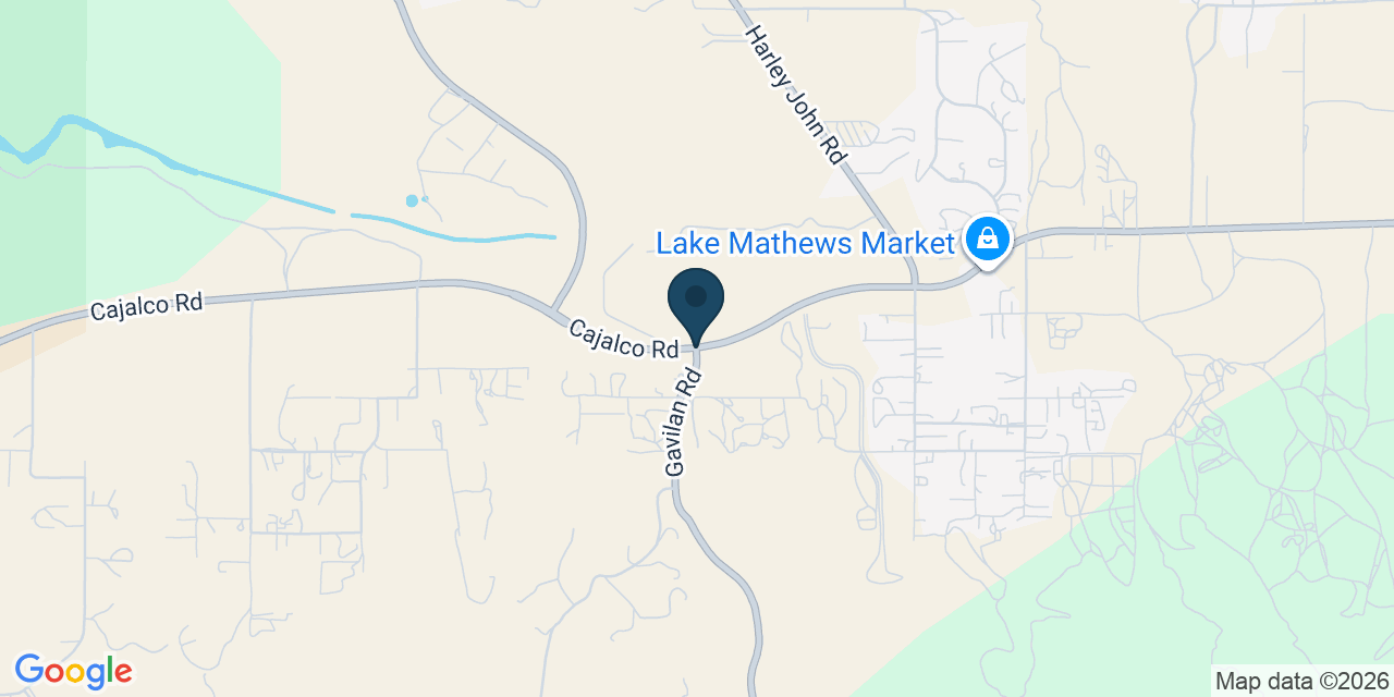 Map showing Lake Mathews, Riverside County, CA
