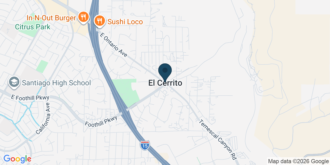 Map showing El Cerrito, Riverside County, CA